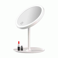 Miroir WellHome avec éclairage LED rechargeable et réglable et chargement USB Ø18,5 x 27 cm - blanc plastique polypropylène WH16104_0