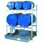 Rayonnage 800 pour 3 fûts de 60 litres ou 2 fûts de 220 litres - Pour huiles, lubrifiants - CEMO - 7672F Rayonnage 800 pour 3 fûts de 60 litres ou 2 fûts de 220 litres - Pour huiles, lubrifiants - CEMO - 7672F