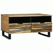 VidaXL Table basse Marron et Noir 80 x 54 x 40 cm Bois d'acacia massif Modèle Sirius Vision - 4017949