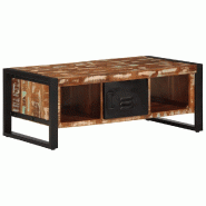 VidaXL Table basse multicolore 90x50x36 cm bois de récupération massif Modèle Élancé Moderne - 4013556