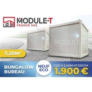 Bureau modulaire type économique - 10 pieds - structure en acier galvanisé - 7,20m2 - MODULE T FRANCE Bureau modulaire type économique - 10 pieds - structure en acier galvanisé - 7,20m2 - MODULE T FRANCE
