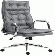 CLP Chaise de bureau Sotira en cuir véritable Gris - gris cuir 314994