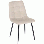 Décoshop26 - Chaise de salle à manger x1 coutures forme carrées en velours crème pieds en métal noir 10_0001964 - noir 3000250770255 Décoshop26 - Chaise de salle à manger x1 coutures forme carrées en velours crème pieds en métal noir 10_0001964 - noir 3000250770255