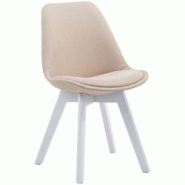 Décoshop26 - Chaise de salle à manger x1 design scandinave en tissu crème et piètement à 4 pieds en bois blanc 10_0003313 - blanc 3000251515916 Décoshop26 - Chaise de salle à manger x1 design scandinave en tissu crème et piètement à 4 pieds en bois blanc 10_0003313 - blanc 3000251515916