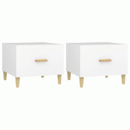 Décoshop26 - Lot de 2 tables de chevets avec tiroir 50 x 50 x 40 cm bois d'ingénierie blanc DEC040311 - blanc Bois massif 3000264863479
