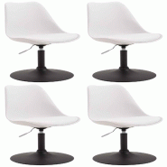 Décoshop26 - Lot de 4 chaises de salle à manger pivotante hauteur réglable en plastique blanc et pied trompette métal noir 10_0001807 - 3000250685344