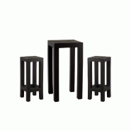 Ensemble JUT table + 2 tabourets - noir Ensemble JUT table + 2 tabourets - noir