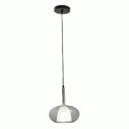 Fabas Luce Suspension Edolo Ø22 Cm En Verre Borosilicate Fumé Et Métal, Douille E27 40 W, Classe 1, Design Moderne - Gamme Edolo - gris 8019282561095