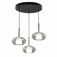 Fabas Luce Suspension Edolo Ø450 Mm En Métal Et Verre Borosilicate Fumé, 3 X E27 40 W, Ip20, Classe 1 - Design Moderne Pour Intérieurs - gris 8019