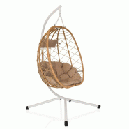 Fauteuil suspendu COCOVA Outdoor avec piètement blanc/beige hjh LIVING - beige polyester 992001