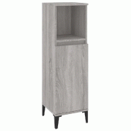 Helloshop26 - Armoire salle de bain 30 x 30 x 100 cm avec pieds en métal et grand espace de rangement moderne en bois sonoma gris 02_0048409 - gris m