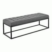 Helloshop26 - Tabouret banc banquette rembourré 120 x 40 x 38 cm gris - gris métal 3001948147762