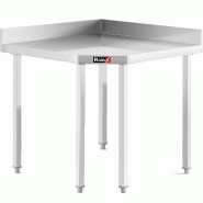 Romux® Table D'angle en Acier Inoxydable pour Restauration Murale sans Étagère 827x827x850 mm | Table de travail Inox Bar Restaurant - 8435811802208