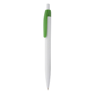 Stylo à bille en plastique - corps blanc avec clip coloré - encre bleue Stylo à bille en plastique - corps blanc avec clip coloré - encre bleue