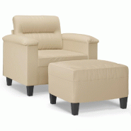 VidaXL Fauteuil avec repose-pied Crème 60 cm Tissu microfibre Modèle Atlas Smart Pro - 3201229