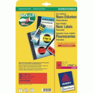 AVERY 350 étiquettes Laser rouge fluo enlevables, format 99,1 x 38,1 mm (25 feuilles A4 / cdt) - 4004182608623