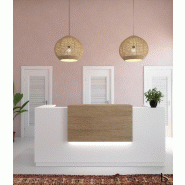Banque d'accueil droite Delta Plus - Mobel Linea - Blanc, 284, Oui, Acacia foncé_1