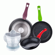 BERGNER - Ensemble de 3 poêles Ø18/Ø22/Ø26 cm Jolie en aluminium forgé compatible induction avec Presse-agrumes NATURALLY 40W 1,2 L - aluminium PK9305