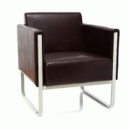 Chaise longue ARUBA cadre argentin similicuir 1 place marron hjh OFFICE - marron plastique 713324