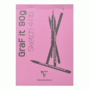 Clairefontaine Lot de 5 Bloc agrafé GRAF IT de 80 feuilles de papier croquis blanc microperforées, 90 g/m², A6, couverture rose - 3329680966688