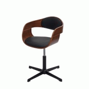 Décoshop26 - Chaise de salle à manger réglable en hauteur pivotant bois courbé aspect noyer PVC noir 04_0006312 - noir 3000261643043 Décoshop26 - Chaise de salle à manger réglable en hauteur pivotant bois courbé aspect noyer PVC noir 04_0006312 - noir 3000261643043