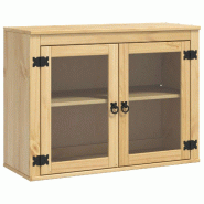 Helloshop26 - Armoire moderne avec étagère rectangulaire 80 x 32 x 60 cm grand espace de stockage en pin massif miel 02_0058893 - Bois massif 300024