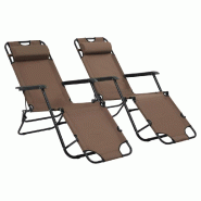 Helloshop26 - Chaises longues pliables 2 pièces avec repose-pied acier marron 02_0011943 - marron acier 3000655547766