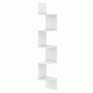 Helloshop26 - Étagère d'angle flottante 20 x 20 x 126 cm rangement vertical 5 niveaux design moderne en bois blanc 20_0014751 - 3000228430402