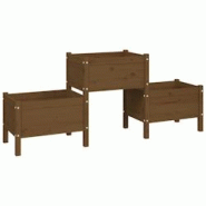 Helloshop26 - Jardinière bac lit surélevé plantes fleurs terrasse jardin 178,5 x 44 x 75 cm bois massif de pin marron 02_0037467 - 3000217823468_0
