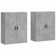 Helloshop26 - Lot de 2 armoires murales design pratique rangement 69,5 x 34 x 90 cm en bois d'ingénierie gris béton 02_0055345 - gris Bois massif 30