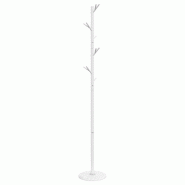 Helloshop26 - Porte-manteau sur pied pratique 175 x 29 cm avec base stable en marbre ambiance cosy en fer blanc 02_0047602 - blanc 3000234865359