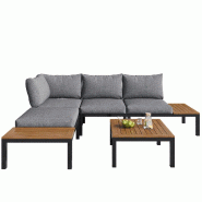 Merax salon de jardin, canapé 2 places avec coussins et tressage corde, extérieur, beige - beige métal HW25005AAE
