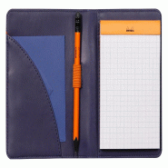 RHODIA 212005C - Livret Porte-Bloc et Porte-Documents N°12 Bleu Nuit - pour Bloc-Notes ou Carnets de Format B7 (8,5 x 12 cm) - Simili Cuir Italien Pr