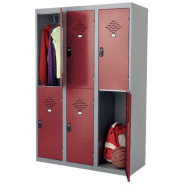 Vestiaires Multicases monoblocs 3 colonnes 2 cases gris / rouge largeur 300 mm Vestiaires Multicases monoblocs 3 colonnes 2 cases gris / rouge largeur 300 mm