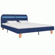 VidaXL Cadre de lit avec LED sans matelas bleu tissu 160x200 cm Modèle Arvanel - 280904