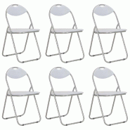 VidaXL Chaises pliantes à manger lot de 6 blanc similicuir Modèle Vega ProDesk Signature - 284409