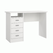WellHome - Bureau avec 4 tiroirs en coloris Blanc 111 x 49 x 76 cm - Segre White - blanc multi-matériau WH16953