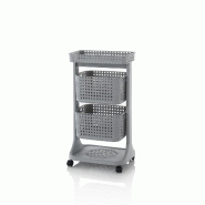 AQA Design Chariot 2 paniers LINO en polypropylène gris L.44 P.34 H.82 MP02530 - gris plastique polypropylène MP02530