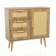 Buffet / commode STRYN 80x30x78 cm 3 tiroirs 1 porte marron clair hjh LIVING - marron multi-matériau 928003