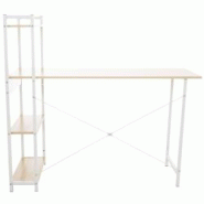 Décoshop26 - Bureau table de travail style rétro avec colonne de rangement étagère en bois érable et métal blanc 10_0003616 - blanc 3000251678772 Décoshop26 - Bureau table de travail style rétro avec colonne de rangement étagère en bois érable et métal blanc 10_0003616 - blanc 3000251678772