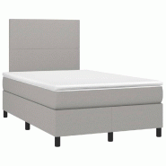 Décoshop26 - Cadre de lit LED avec sommier tête de lit matelas surmatelas 120x200 cm tissu gris clair TDL0207899 - gris 3001243488003