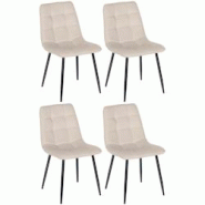 Décoshop26 - Lot de 4 chaises de salle à manger style moderne et confortable en tissu velours crème et métal noir 10_0001794 - noir 3000250677974 Décoshop26 - Lot de 4 chaises de salle à manger style moderne et confortable en tissu velours crème et métal noir 10_0001794 - noir 3000250677974