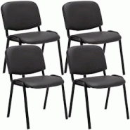 Décoshop26 - Lot de 4 chaises visiteur empilable zone d'attente en PVC gris piètement à 4 pieds en métal noir 10_0003185 - gris 3000251443332 Décoshop26 - Lot de 4 chaises visiteur empilable zone d'attente en PVC gris piètement à 4 pieds en métal noir 10_0003185 - gris 3000251443332