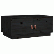 Décoshop26 - Table basse avec compartiment de rangement design rustique moderne 80 x 50 x 35 cm bois massif de pin noir DEC039759 - noir Bois massif