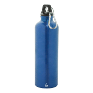 Gourde en aluminium recyclé - avec mousqueton - capacité 750 ml - couleur bleue Gourde en aluminium recyclé - avec mousqueton - capacité 750 ml - couleur bleue