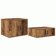 Helloshop26 - Armoire de rangement moderne minimaliste 127 x 41 x 40 cm 2 étagères durable en bois d'ingénierie bois ancien 02_0052108 - Bois massi