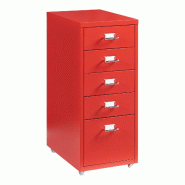 Helloshop26 - Caisson de bureau armoire meuble de rangement à roulettes avec 5 tiroirs 69 x 28 x 41 cm acier rouge 03_0009105 - 3000224511617