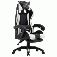 Helloshop26 - Chaise fauteuil siège pivotante de bureau informatique étude de jeux vidéo et repose-pied et similicuir blanc 02_0024222 - blanc poly