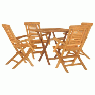 Helloshop26 - Ensemble à dîner salon de jardin meuble d'extérieur 5 pièces bois de teck massif 02_0014307 - Bois massif 3000132641536