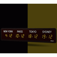 Horloge Style II, 4 fuseaux horaires, 230V, AFNOR, LED jaune - BODET